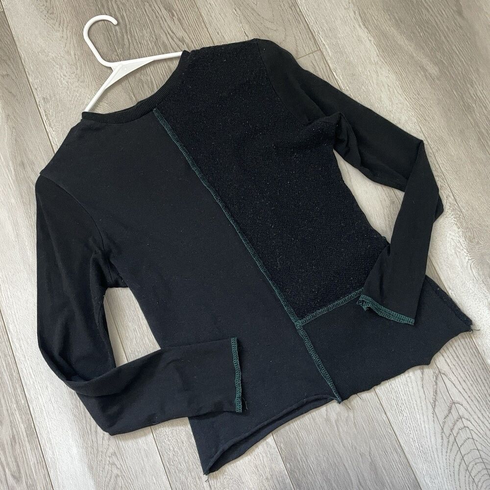 Alexa Stark Sweater mixed print raw seam womens Black (small) artsty dark whimsy